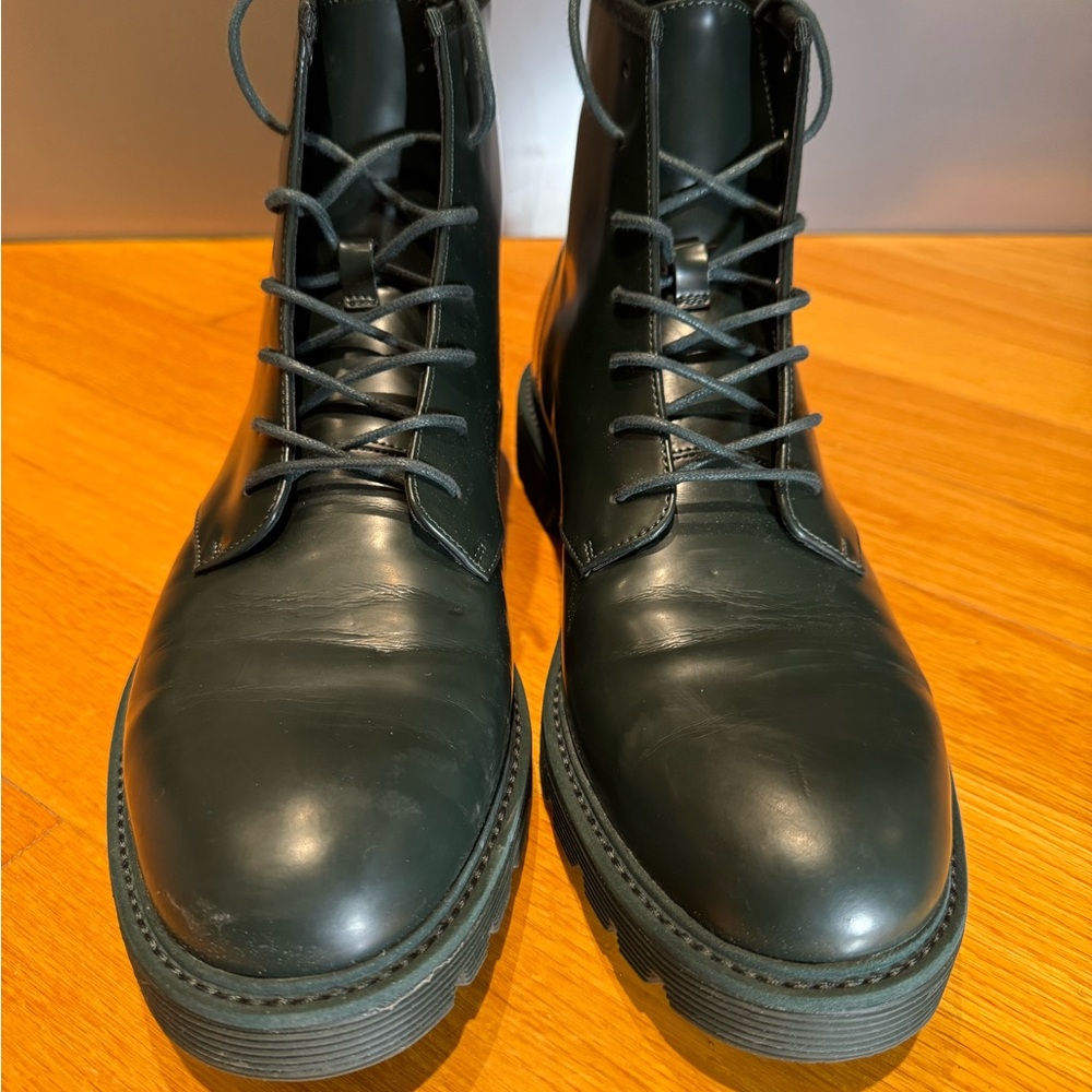 Calvin Klein Men's Leather Combat Boot Evergreen, Size 11